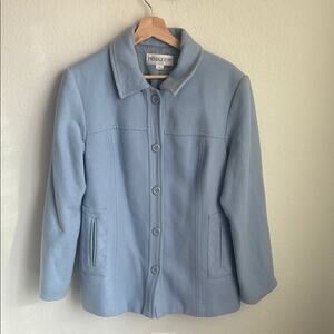 PENDLETON Womens Powder Blue Wool Coat Lined Feminine Vintage L Large